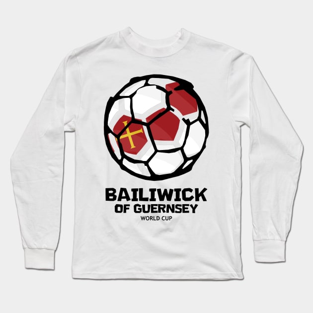 Bailiwick of Guernsey Football Country Flag Long Sleeve T-Shirt by KewaleeTee